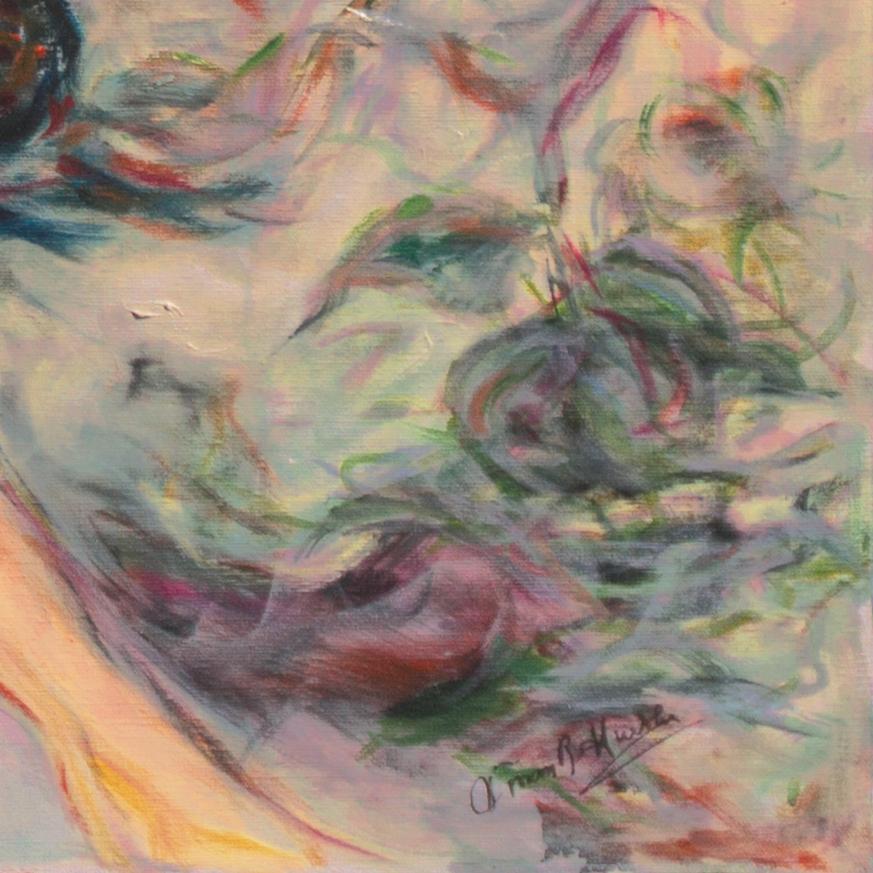 'Desnudo recostado', Mujer artista de San Francisco, Óleo postimpresionista de gran tamaño - Painting de Vivian Ruth Huebler