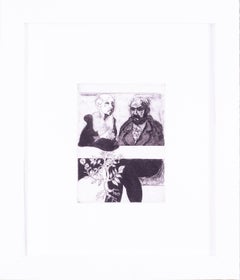 Vivian Stanshall, Britin, Radierung "Ein sitzendes Paar" mit Atelierstempel