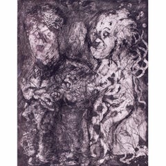 Vivian Stanshall, Brite, Radierung 'Seltsame Gesellschaft' signiert