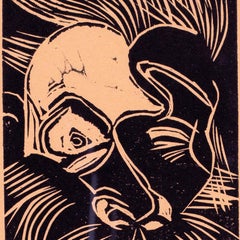 Vivian Stanshall Holzschnitt 'Crazed self portrait' Britisch, signiert