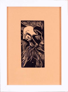 Vivian Stanshall Holzschnitt 'Crazed self portrait' Britisch, signiert