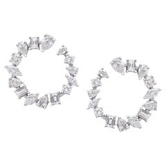 Radiant Cluster 18K Weißgold Gemischte Diamanten Kreis-Ohrringe