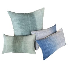 Viviane - Hand painted pillows 2 12x20 blue, 1 12x20 green, 1 24x24 green