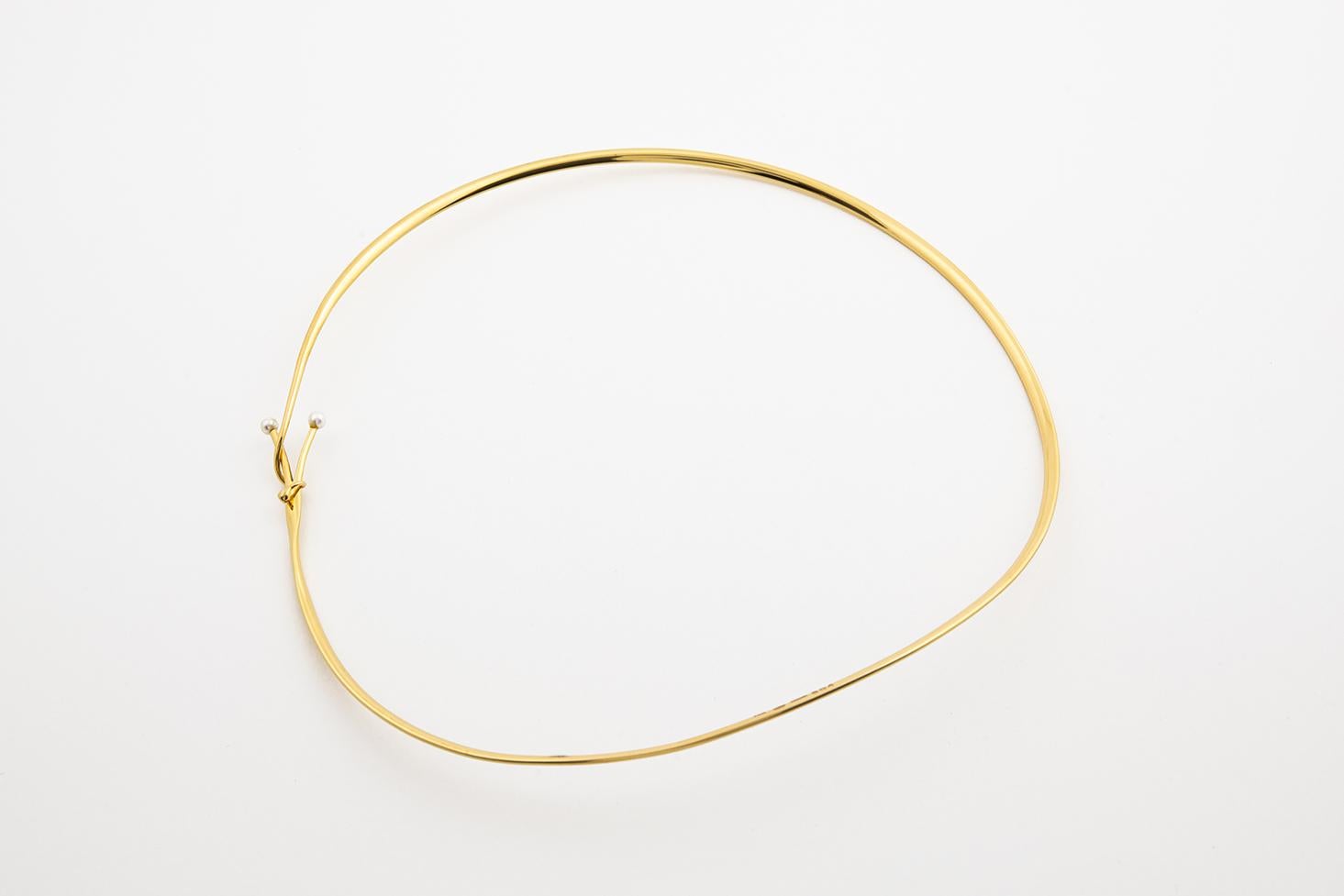 Vivianna Torun Bülow-hube 18ct Gold Halskette #904 Entworfen für Georg Jensen (Perle) im Angebot
