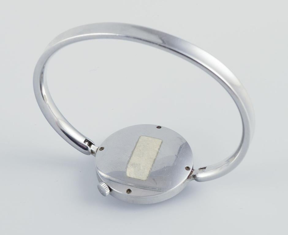 Vivianna Torun Bülow-Hübe for Georg Jensen. Steel wristwatch. Original box. For Sale 3