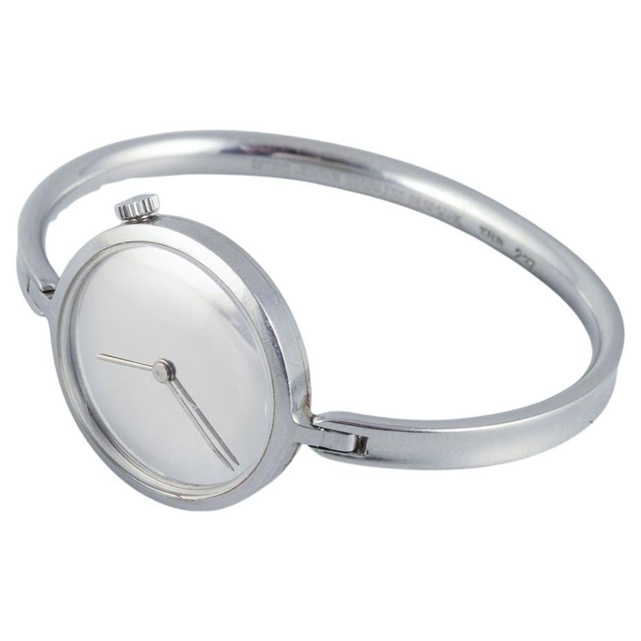 Vivianna Torun Bülow-Hübe for Georg Jensen. Steel wristwatch. Original box. For Sale