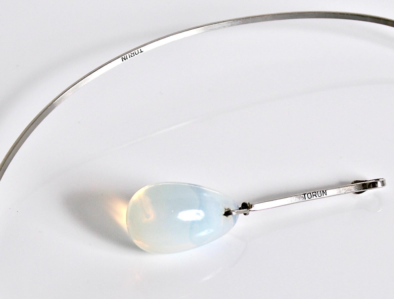 Pear Cut Vivianna Torun Bulow-Hube sterling silver & glass neckring made in Biot France For Sale