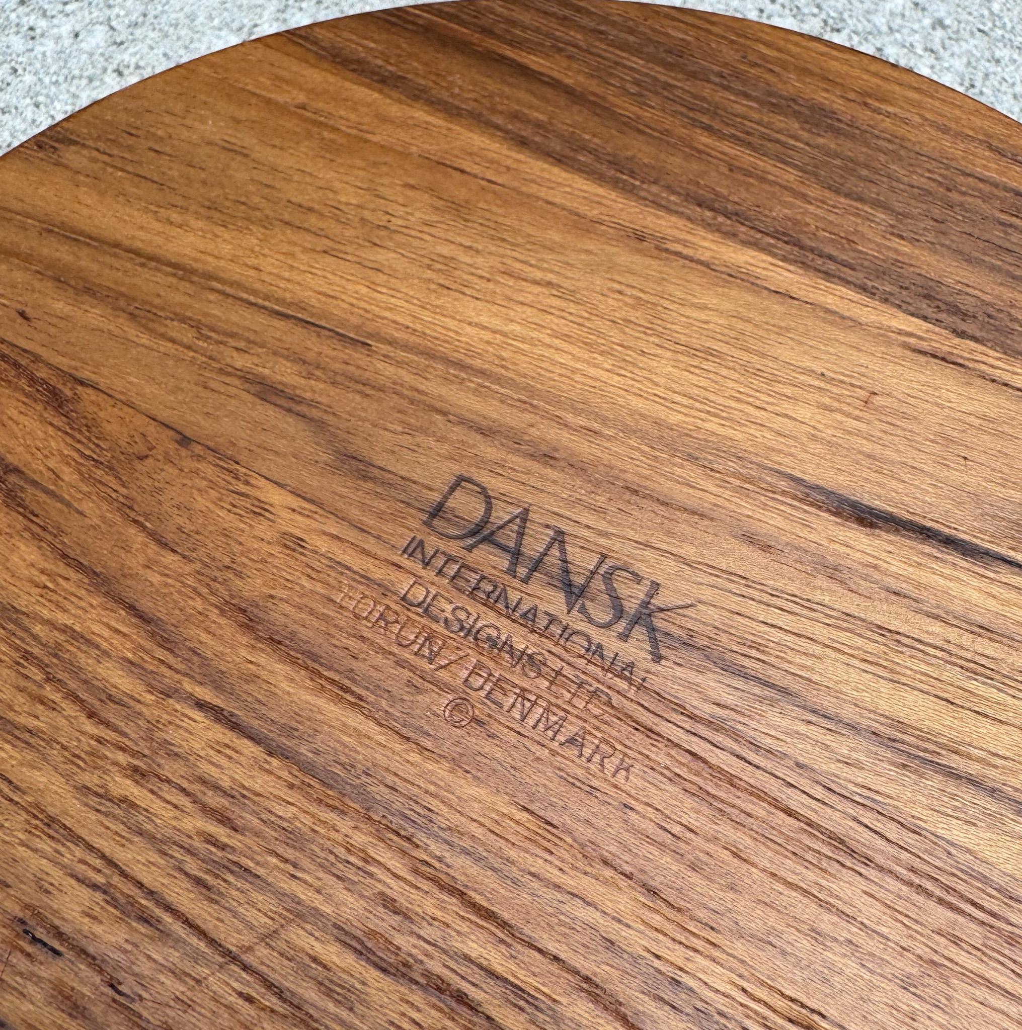 Vivianna Torun Dansk Round Staved Teak Cheese Board W/ Knife, Denmark, 1960's 2