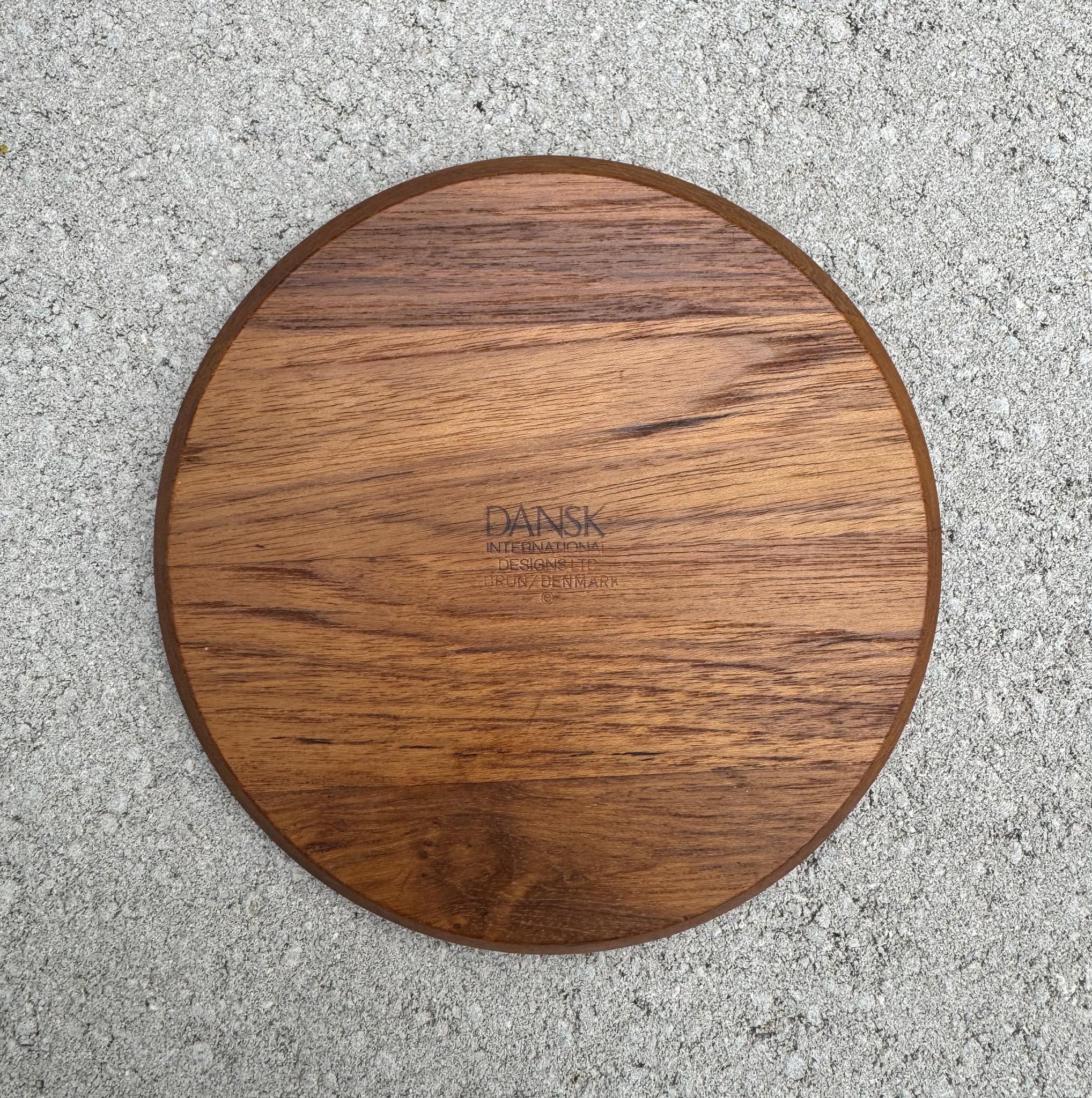 Vivianna Torun Dansk Round Staved Teak Cheese Board W/ Knife, Denmark, 1960's 1
