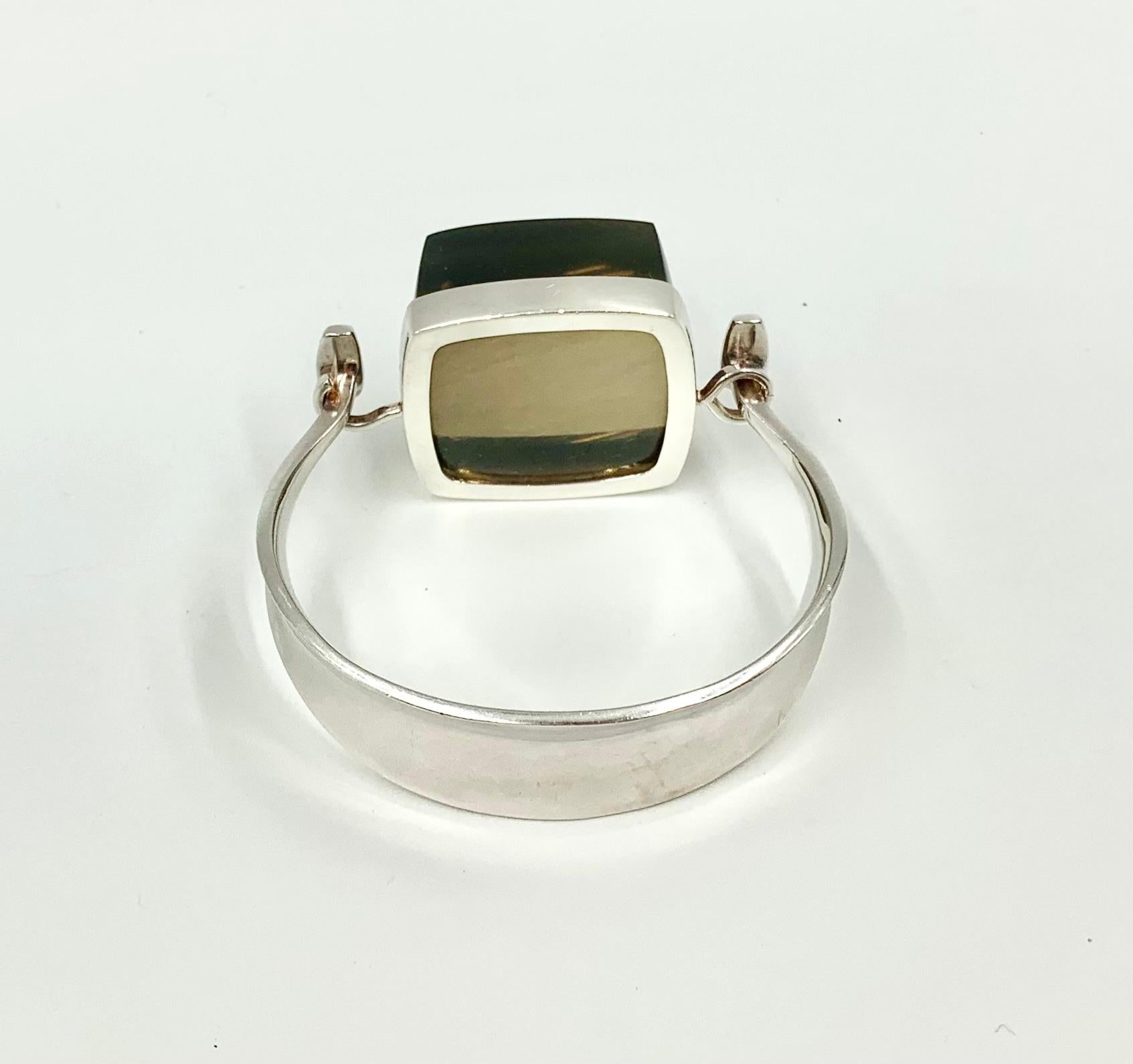 Vivianna Torun for Georg Jensen Large Smoky Quartz Sterling Silver Bracelet 1968 For Sale 1