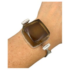 Vivianna Torun for Georg Jensen Large Smoky Quartz Sterling Silver Bracelet 1968