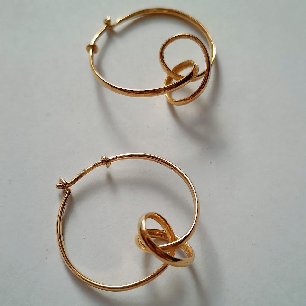 Modernist Vivianna Torun Georg Jensen 18k Gold Hoop Earrings 