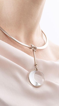 Vivianna Torun Georg Jensen Dew Drop Necklace with Large Rock Crystal Pendant