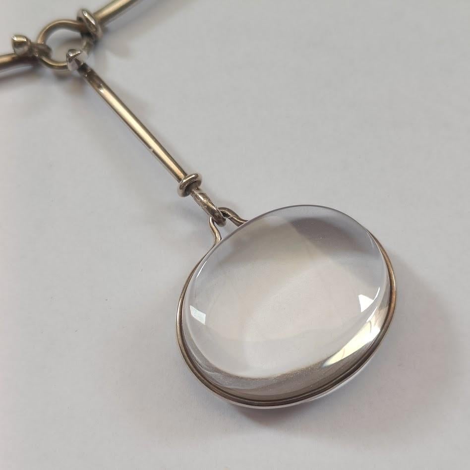 Modernist Vivianna Torun Georg Jensen Dew Drop Necklace with Large Rock Crystal Pendant