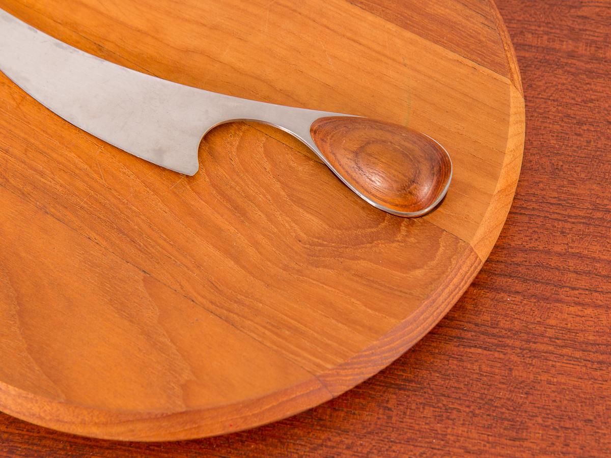 Danish Vivianna Torun Teak Cheeseboard with Knife for Dansk For Sale