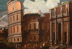 A 17th c. Italian school, Capriccio with the Colosseum, circle of V. Codazzi