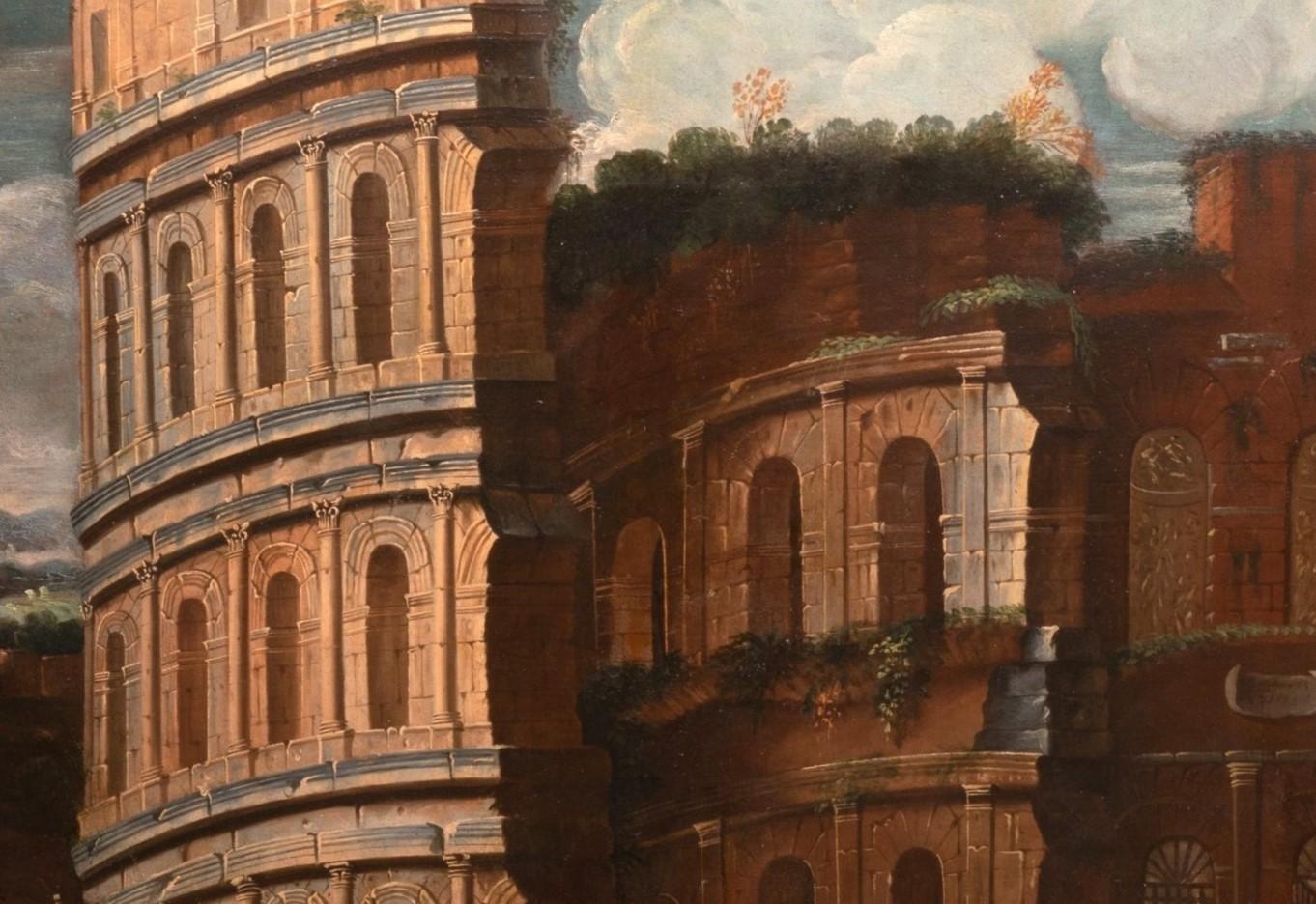 A 17th c. Italian school, Capriccio with the Colosseum, circle of V. Codazzi For Sale 3