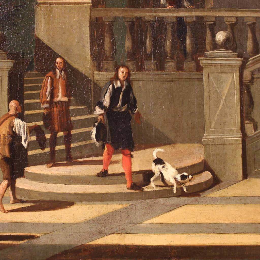 17th Century Oil on Canvas Italian Landscape Architectural Capriccio Painting For Sale 8