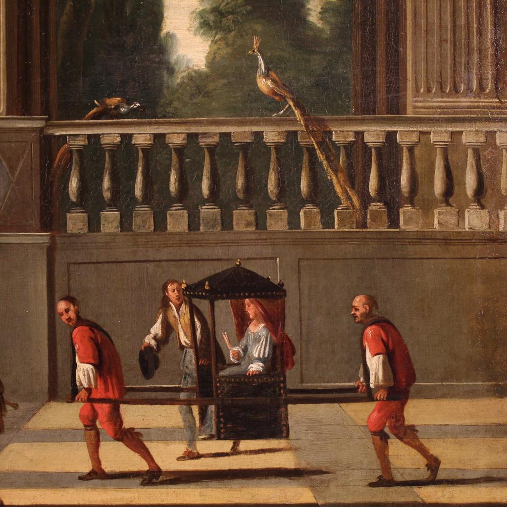 17th Century Oil on Canvas Italian Landscape Architectural Capriccio Painting For Sale 9