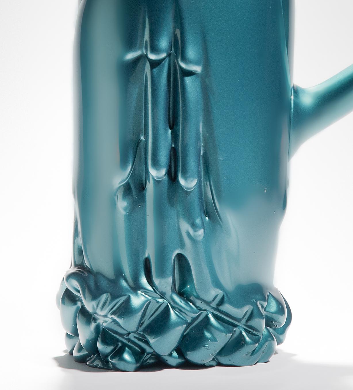 Hand-Crafted Viviant Green Pitcher, a Unique green Heavy Glass Sculpture by Fredrik Nielsen