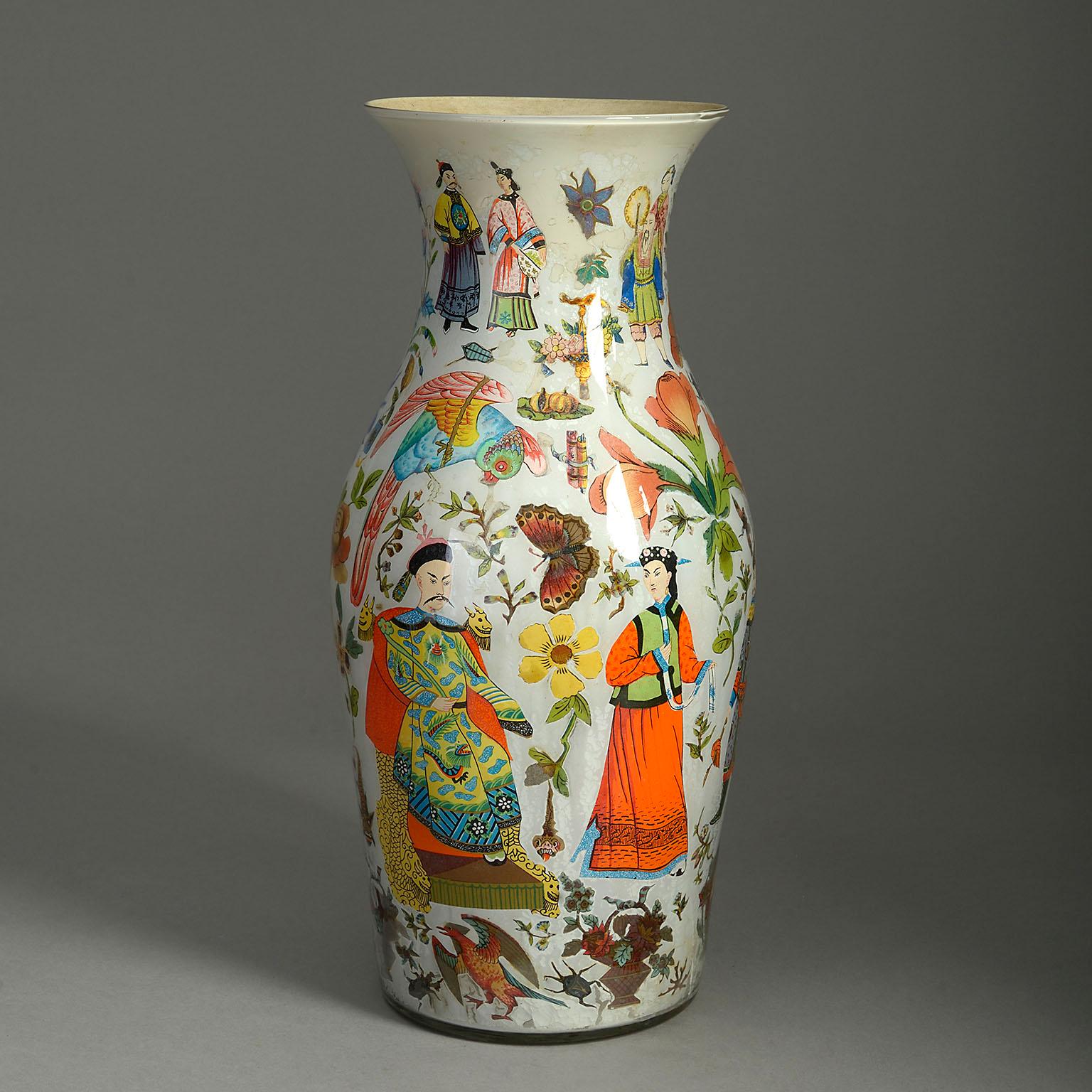 Victorian Vivid 19th Century Decalcomania Vase