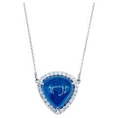 Vivid 7,27ct Cabochon Tansanit & Diamant-Anhänger-Halskette