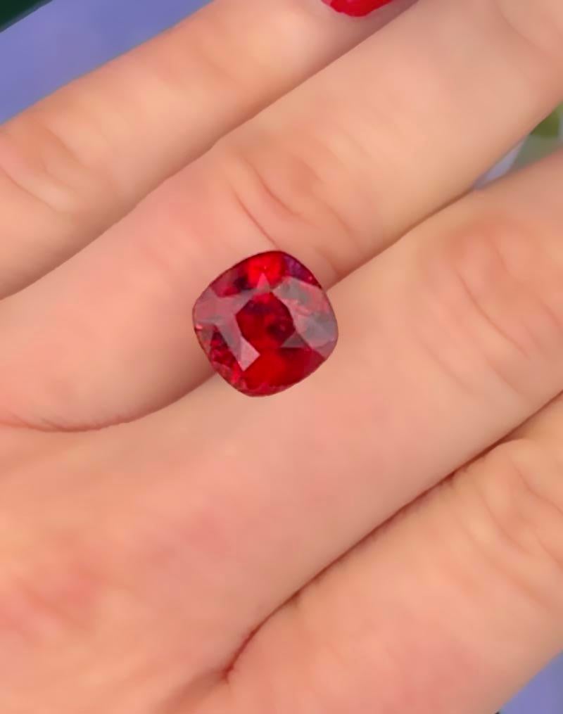 Cushion Cut Vivid 9.08 Carat Madagascar Ruby, GRS Certified
