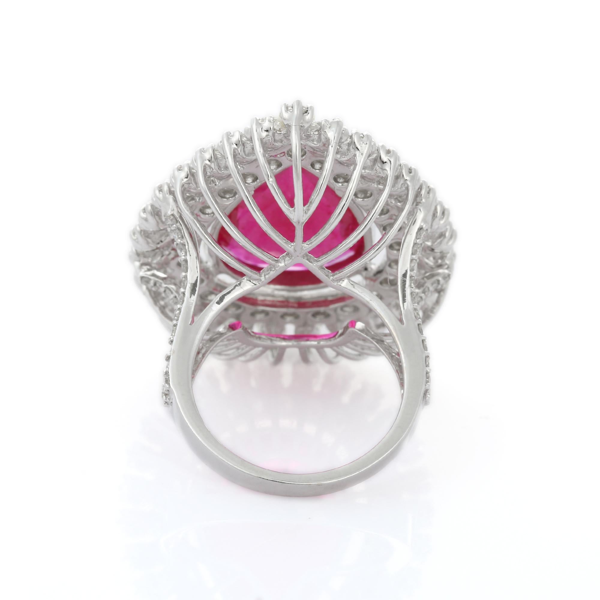 For Sale:  Vivid 9.7 Carat Ruby and Diamond Wedding Cocktail Ring in 18K Solid White Gold  5