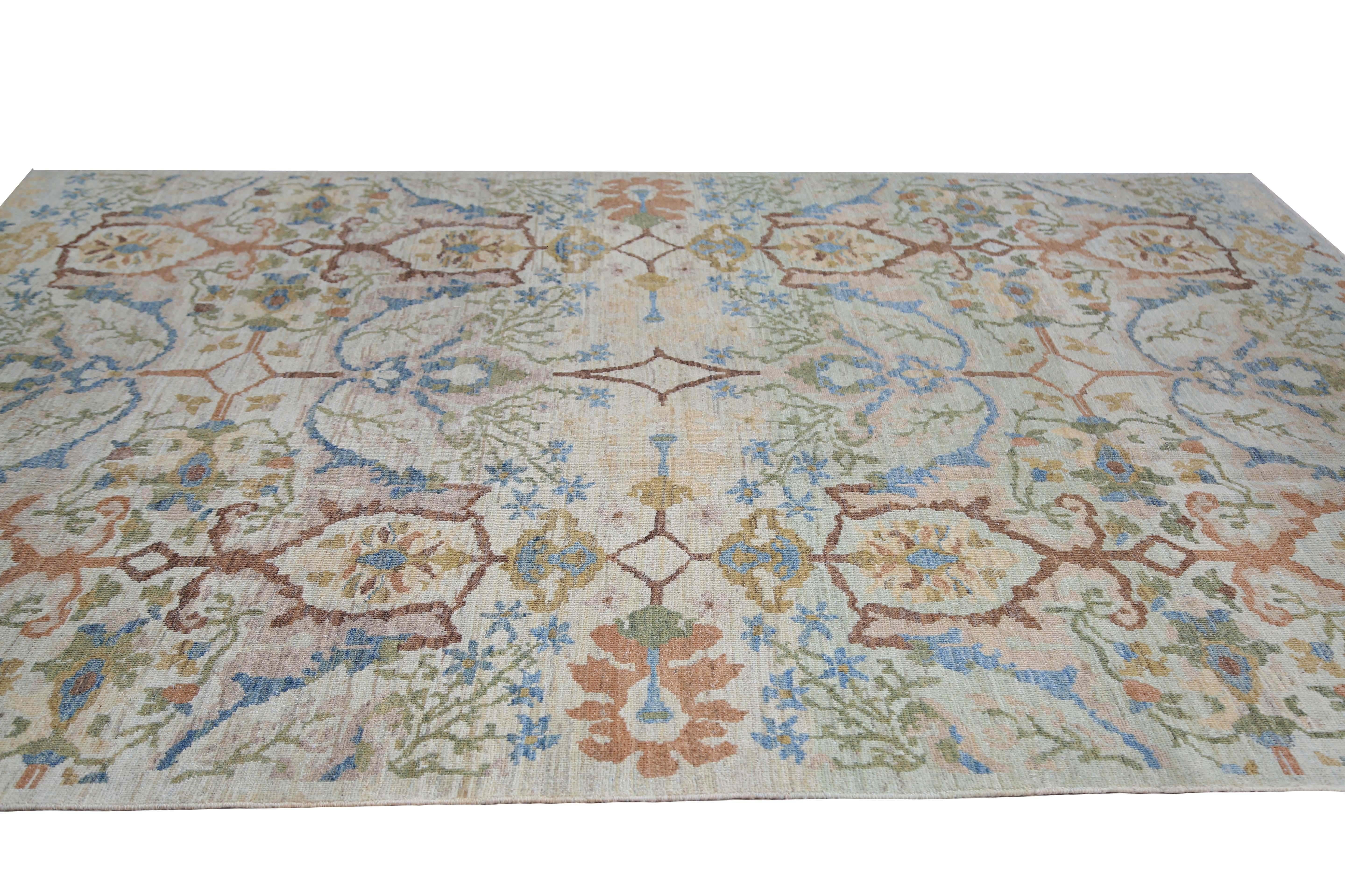 Vivid and Colorful Contemporary Sultanabad Rug In New Condition For Sale In Dallas, TX