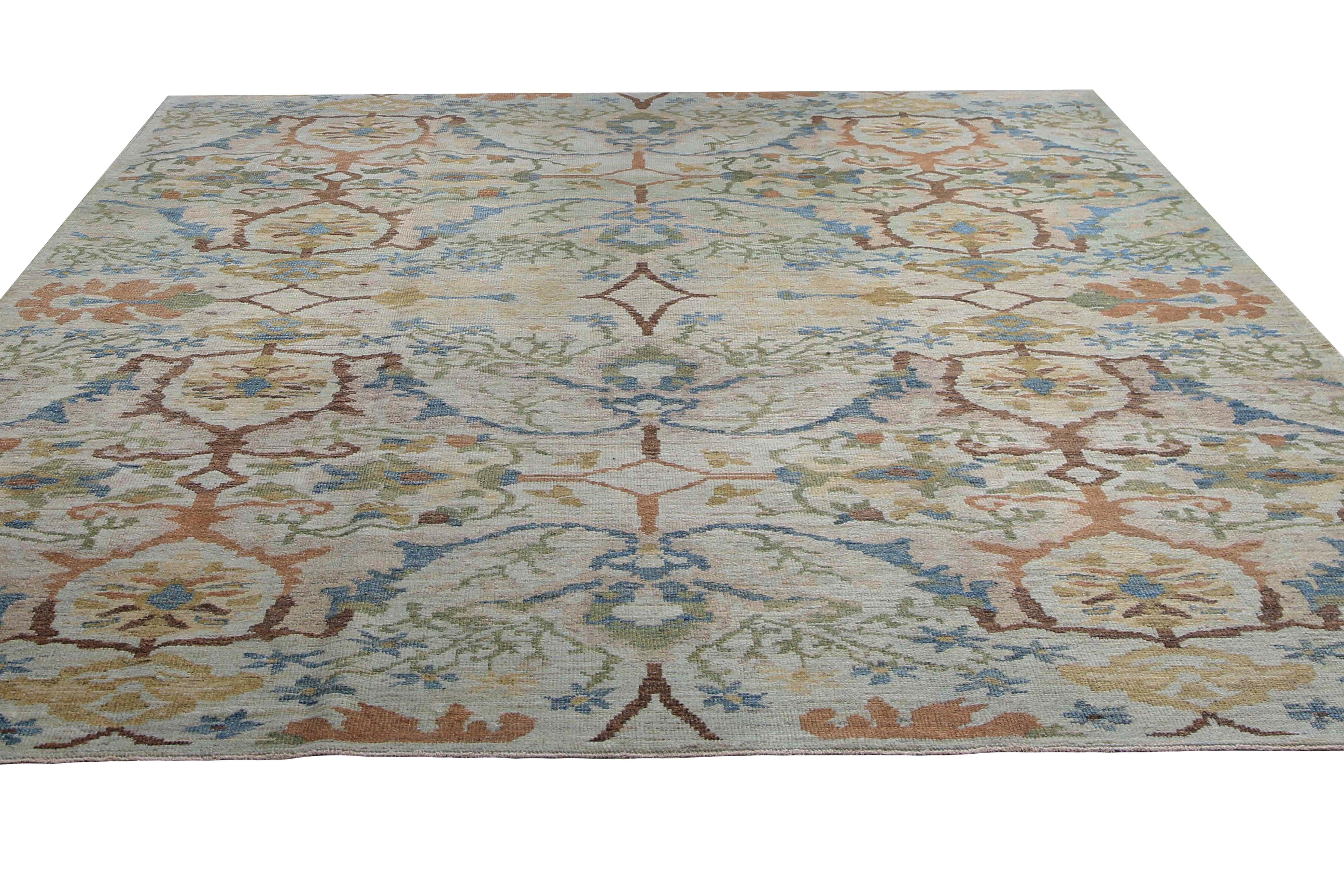 Vivid and Colorful Contemporary Sultanabad Rug For Sale 1