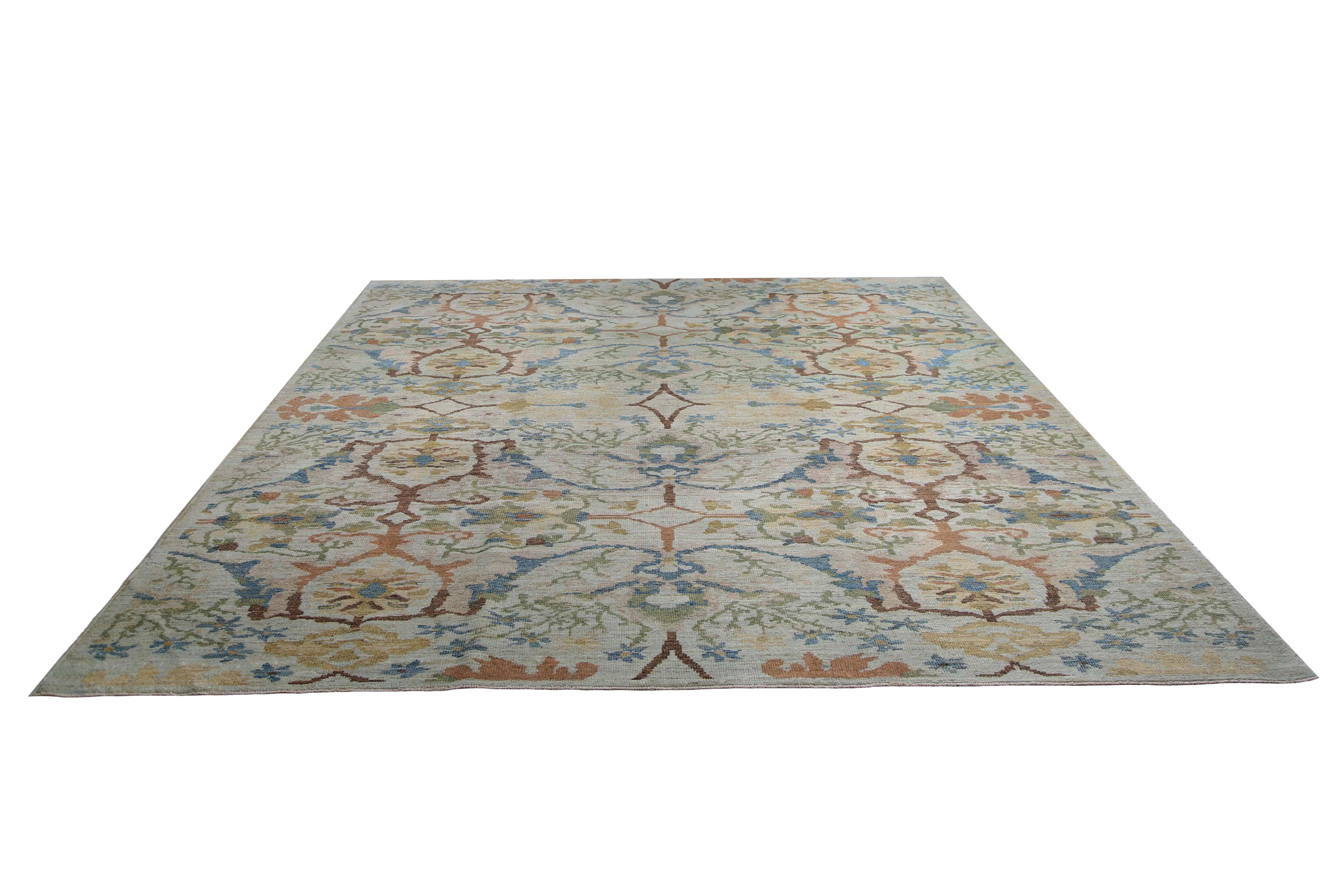 Vivid and Colorful Contemporary Sultanabad Rug For Sale 2