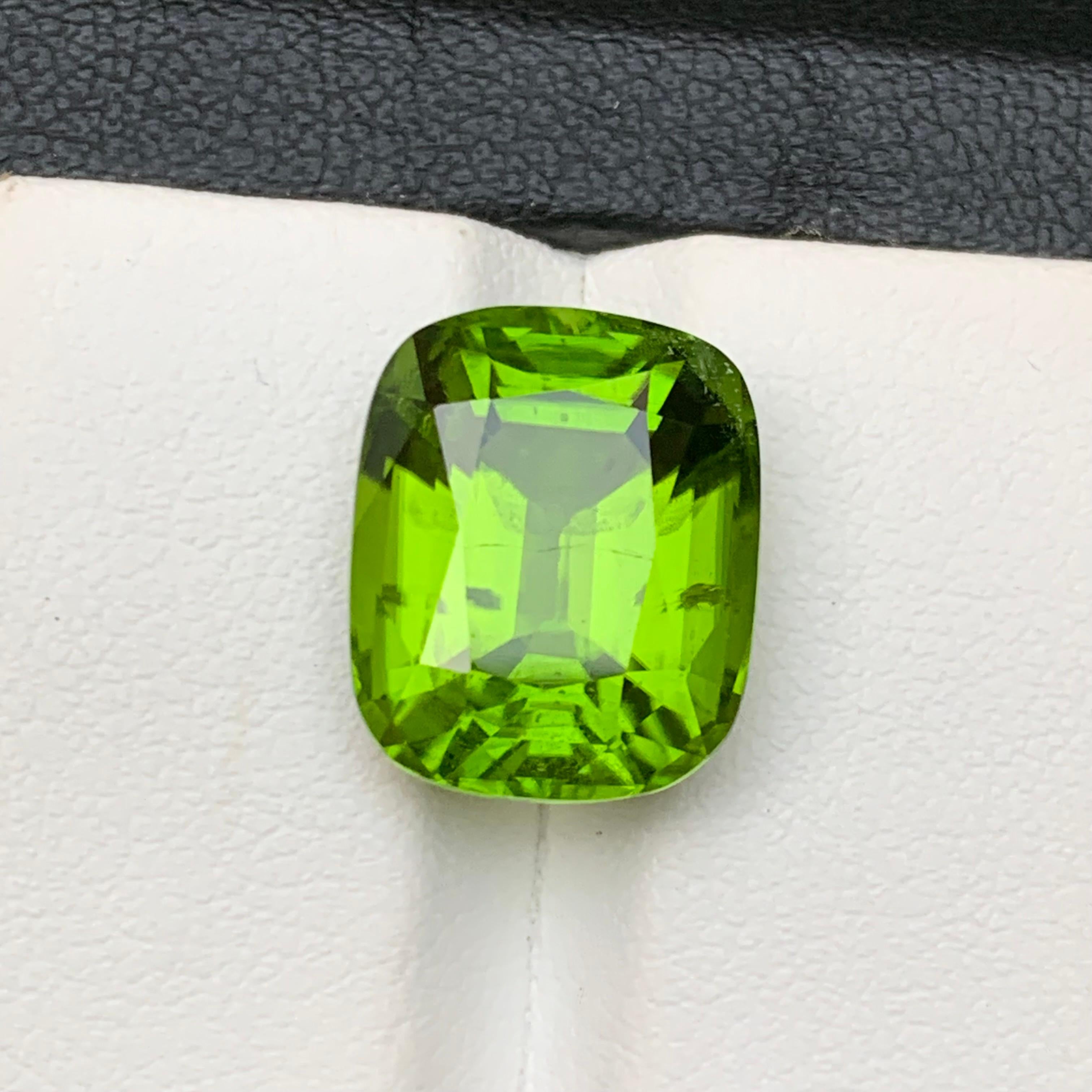 Vivid Apple Green Natural Peridot Anhänger, Ring Edelstein 11,15 Ct Cushion Cut 7