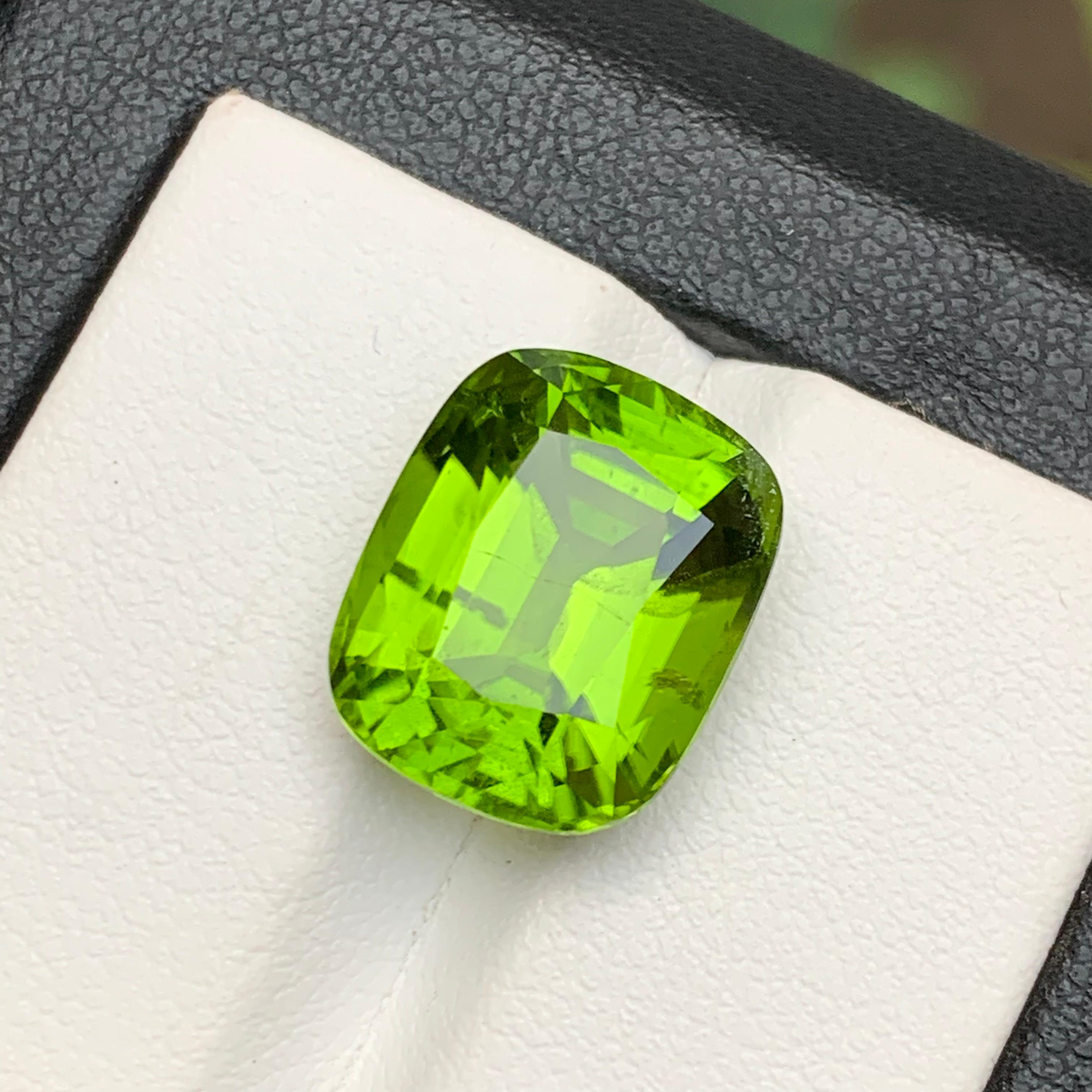 Vivid Apple Green Natural Peridot Anhänger, Ring Edelstein 11,15 Ct Cushion Cut (Kissenschliff)
