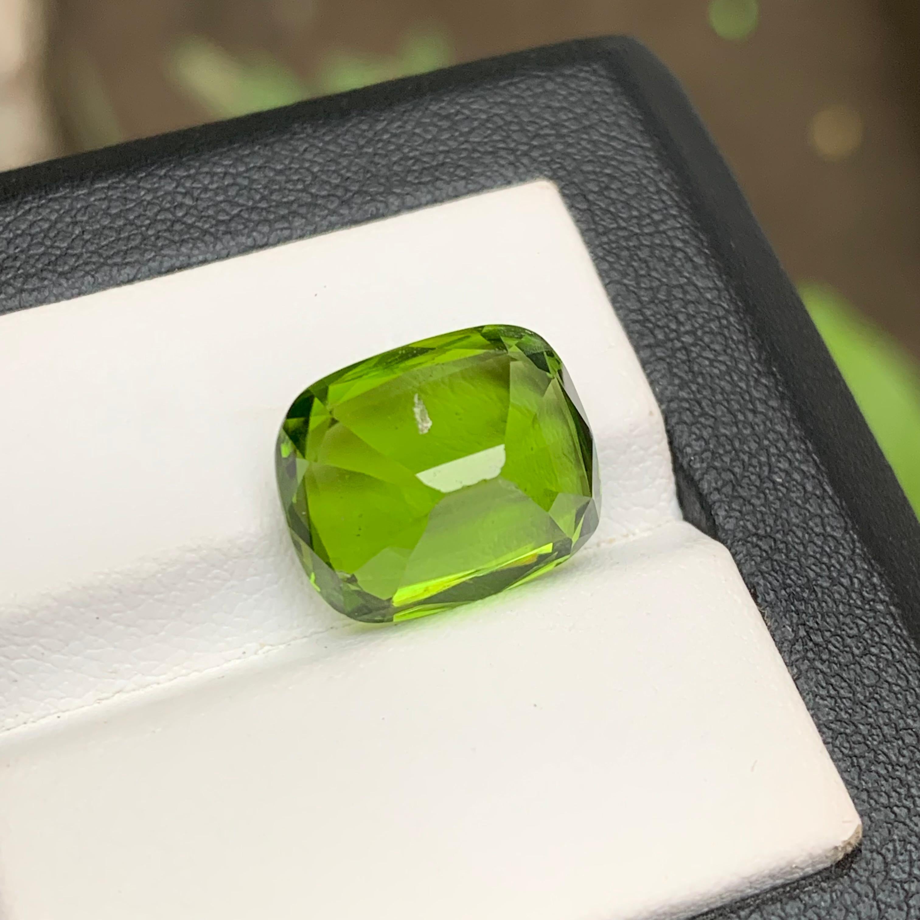 Vivid Apple Green Natural Peridot Anhänger, Ring Edelstein 11,15 Ct Cushion Cut für Damen oder Herren