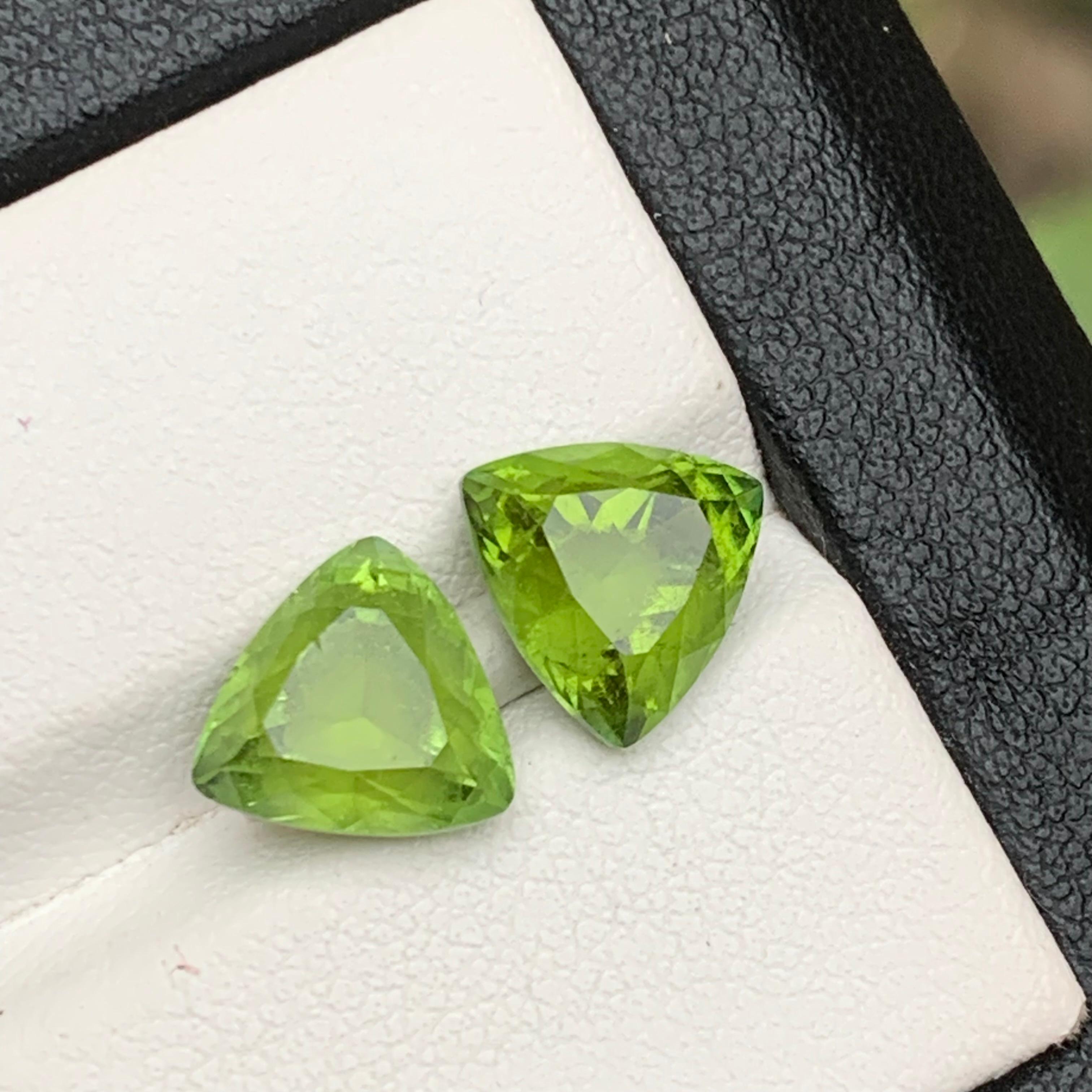 Contemporain Vivid Apple Green Natural Tourmaline Earrings Loose Gemstone Perfect Pair 5.65Ct en vente
