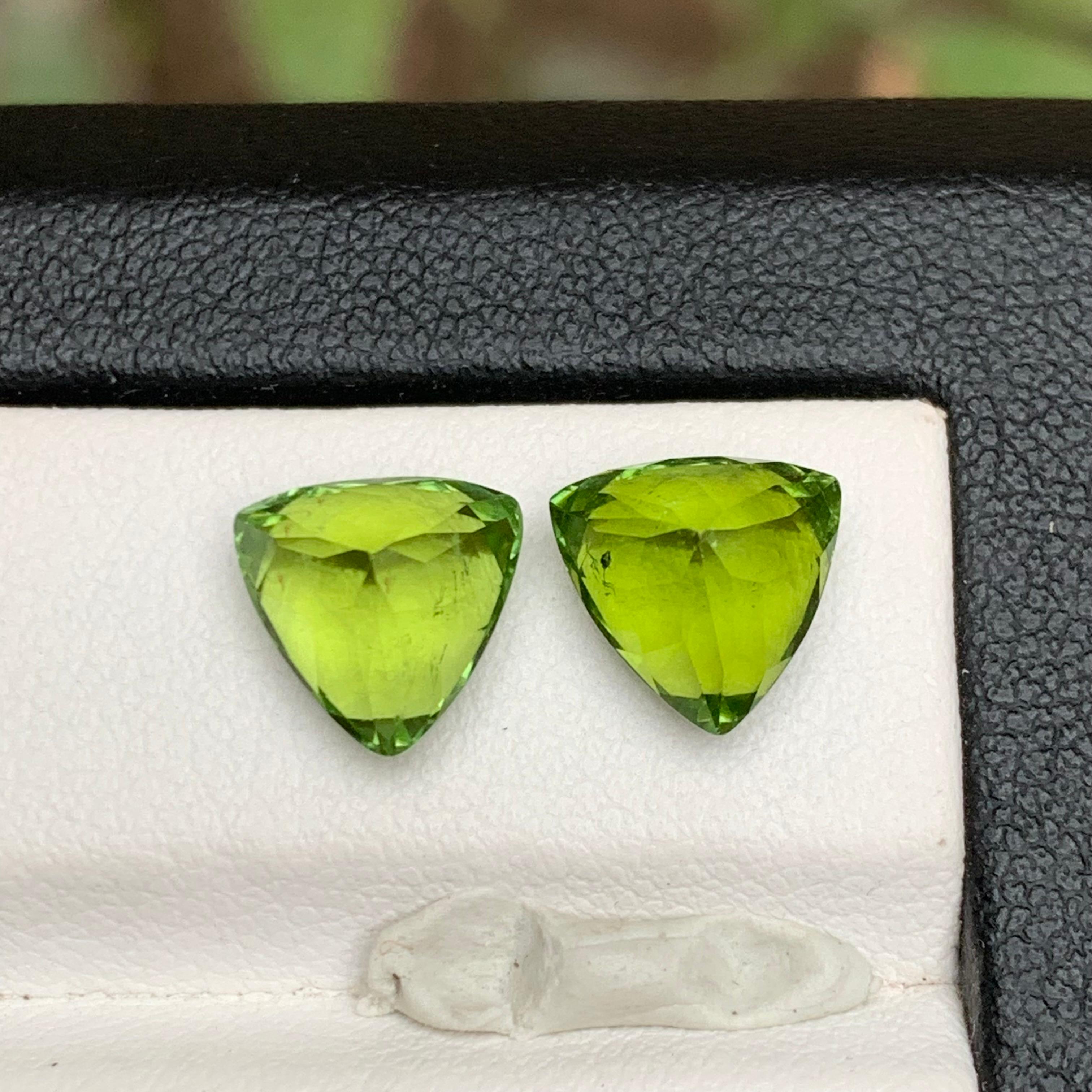 Vivid Apple Green Natural Tourmaline Earrings Loose Gemstone Perfect Pair 5.65Ct Unisexe en vente