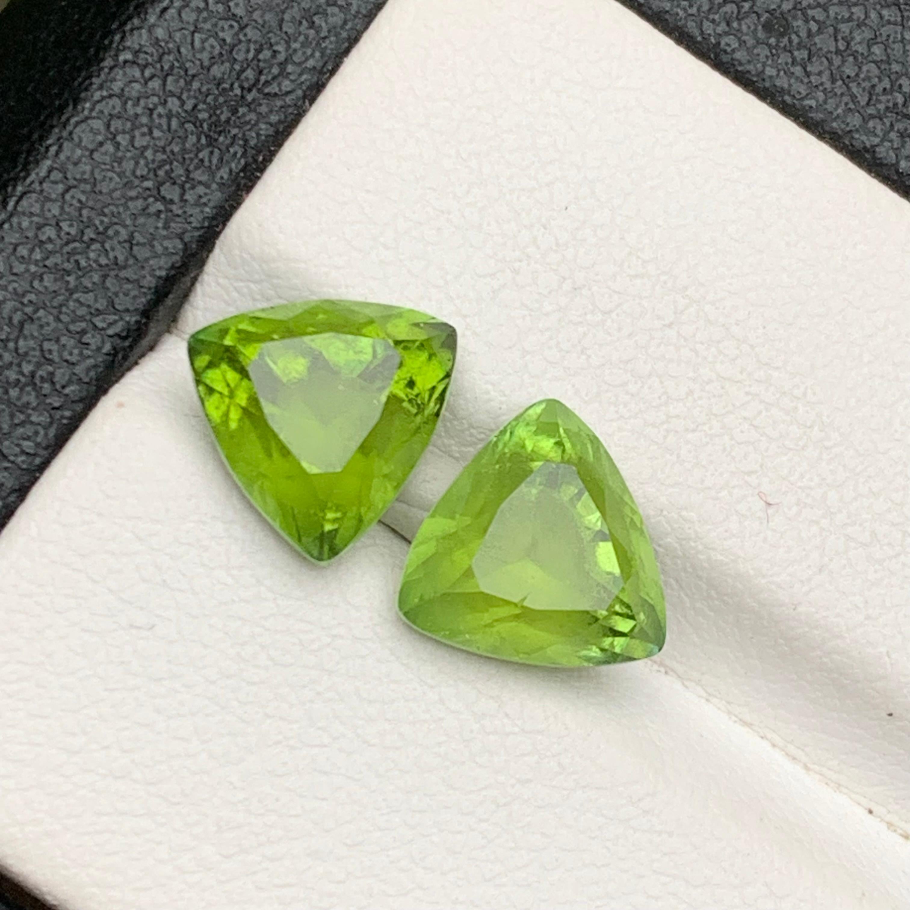 Vivid Apple Green Natural Tourmaline Earrings Loose Gemstone Perfect Pair 5.65Ct en vente 1