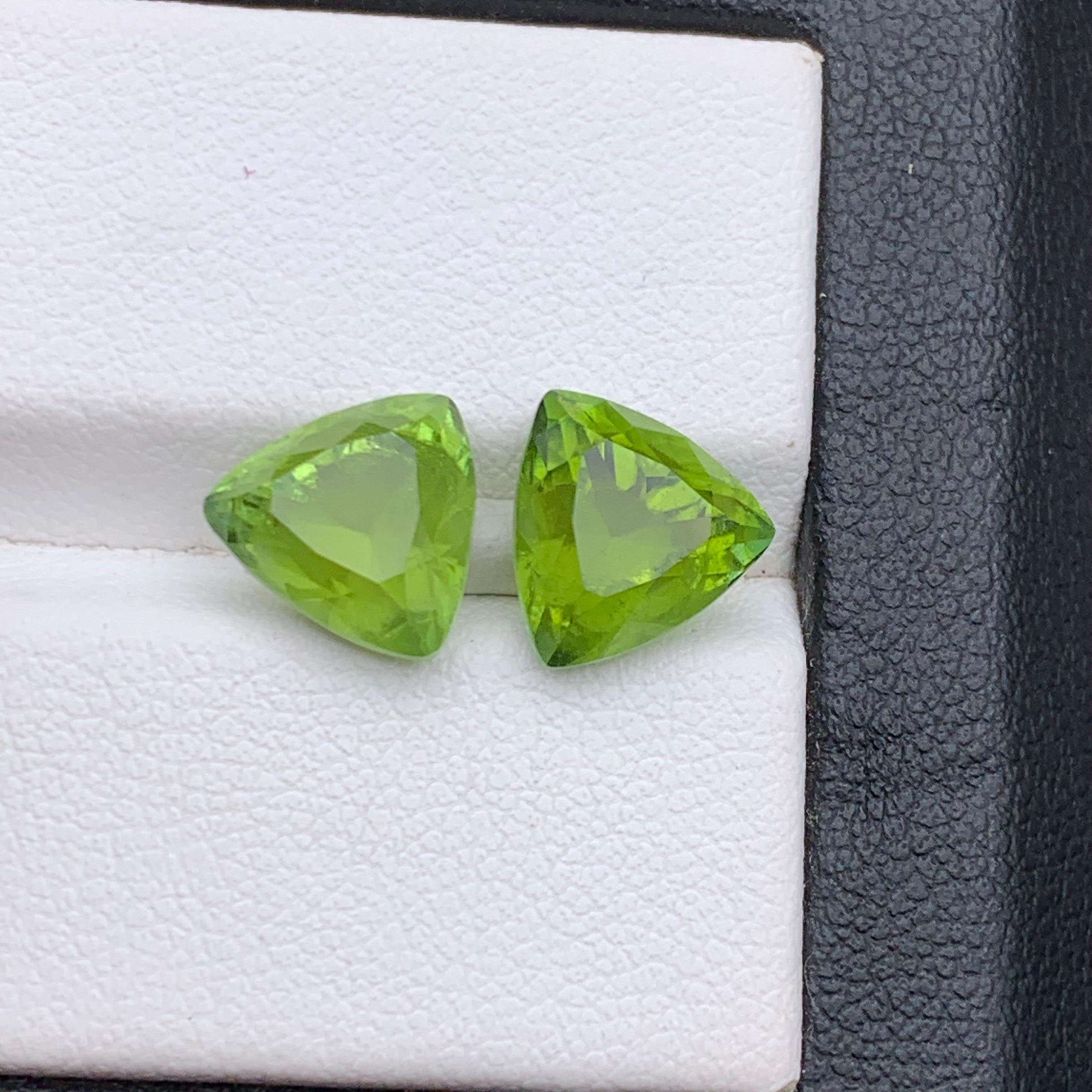 Vivid Apple Green Natural Tourmaline Earrings Loose Gemstone Perfect Pair 5.65Ct en vente 3