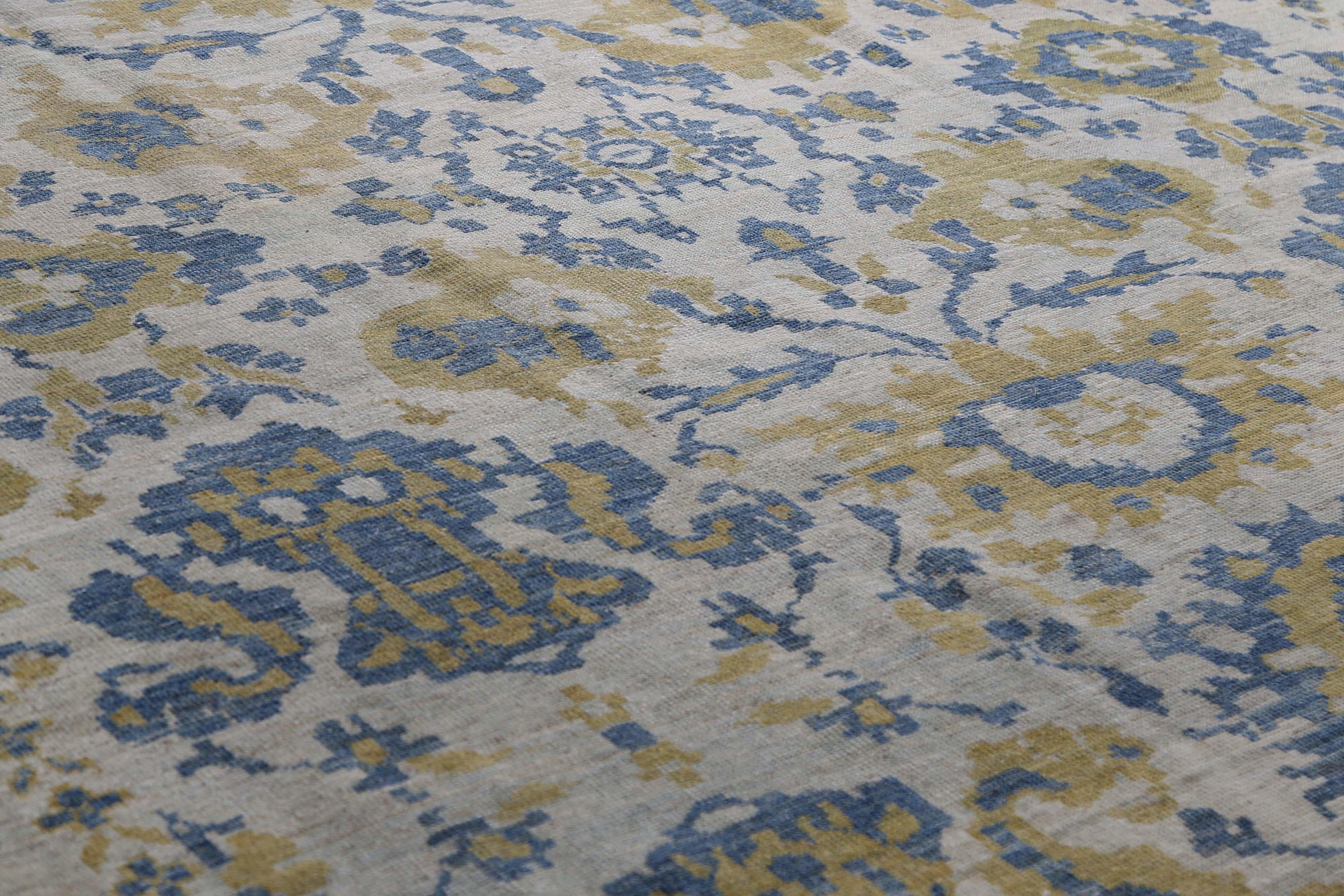 Alfombra Turca Sultanabad Azul y Amarillo Vivo en venta 1
