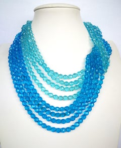 Vivid blue faceted bead multi row 'twist' necklace, Coppola e Toppo, 1950s