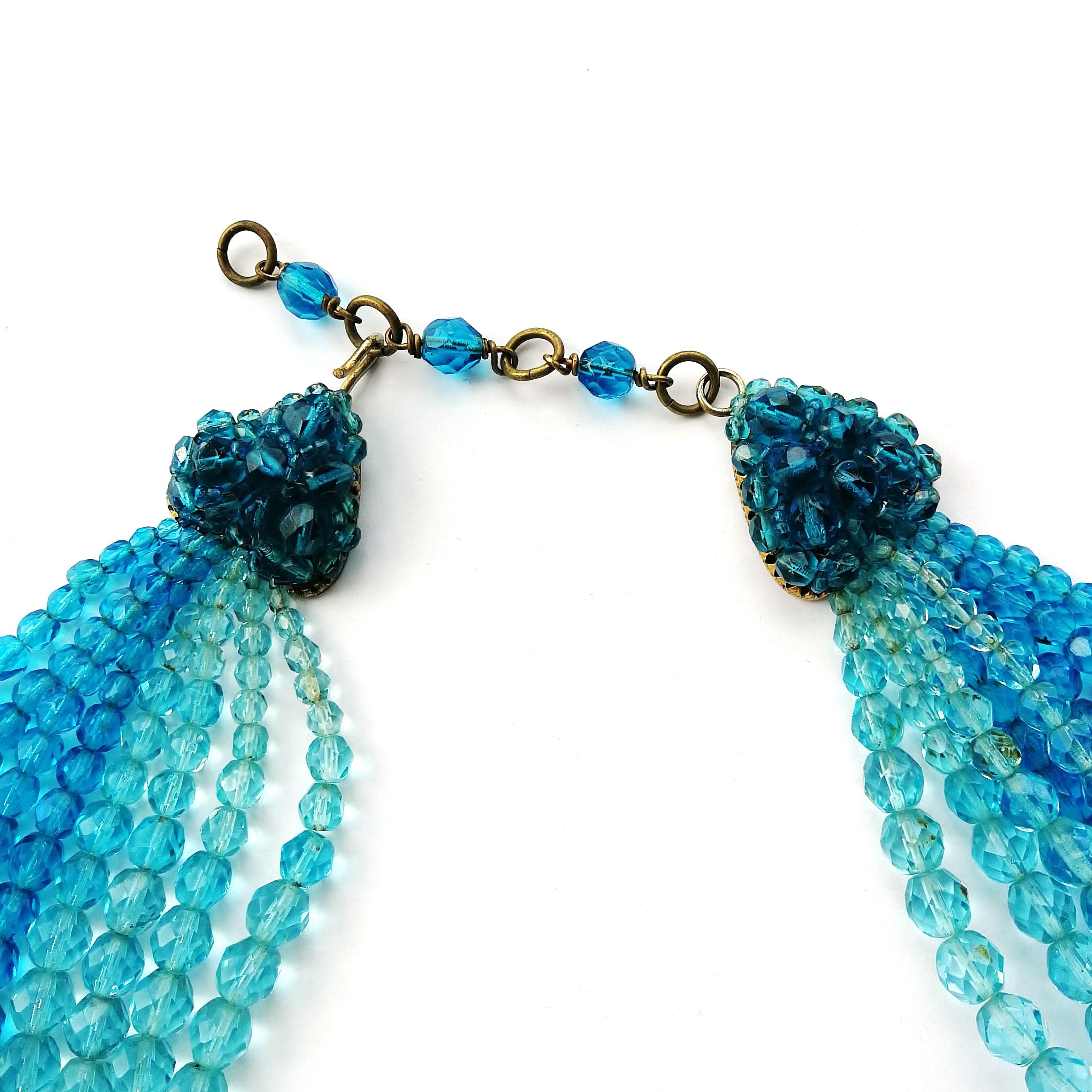 Women's Vivid blue faceted bead multi row 'twist' necklace, Coppola e Toppo, 1950s