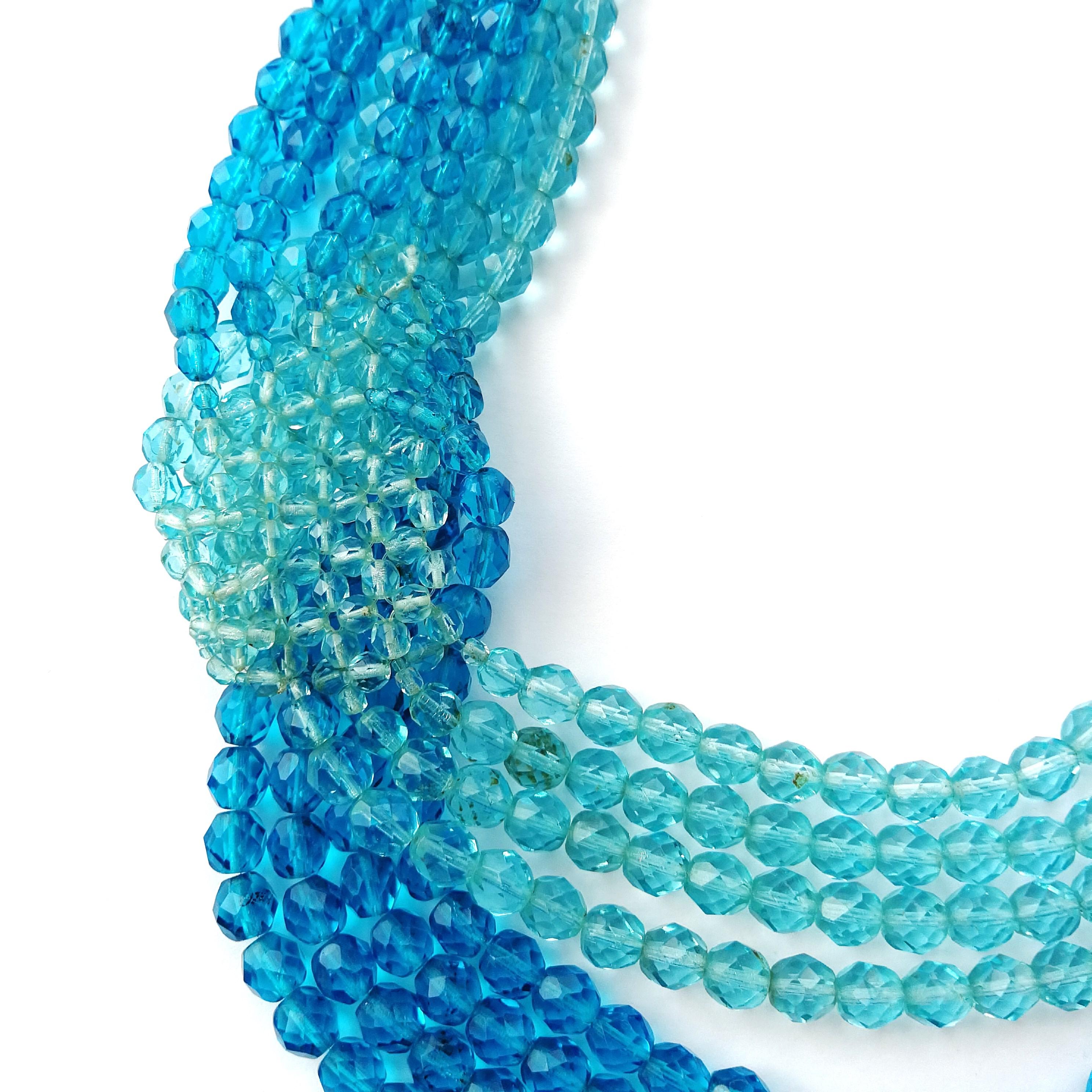 Vivid blue faceted bead multi row 'twist' necklace, Coppola e Toppo, 1950s 2