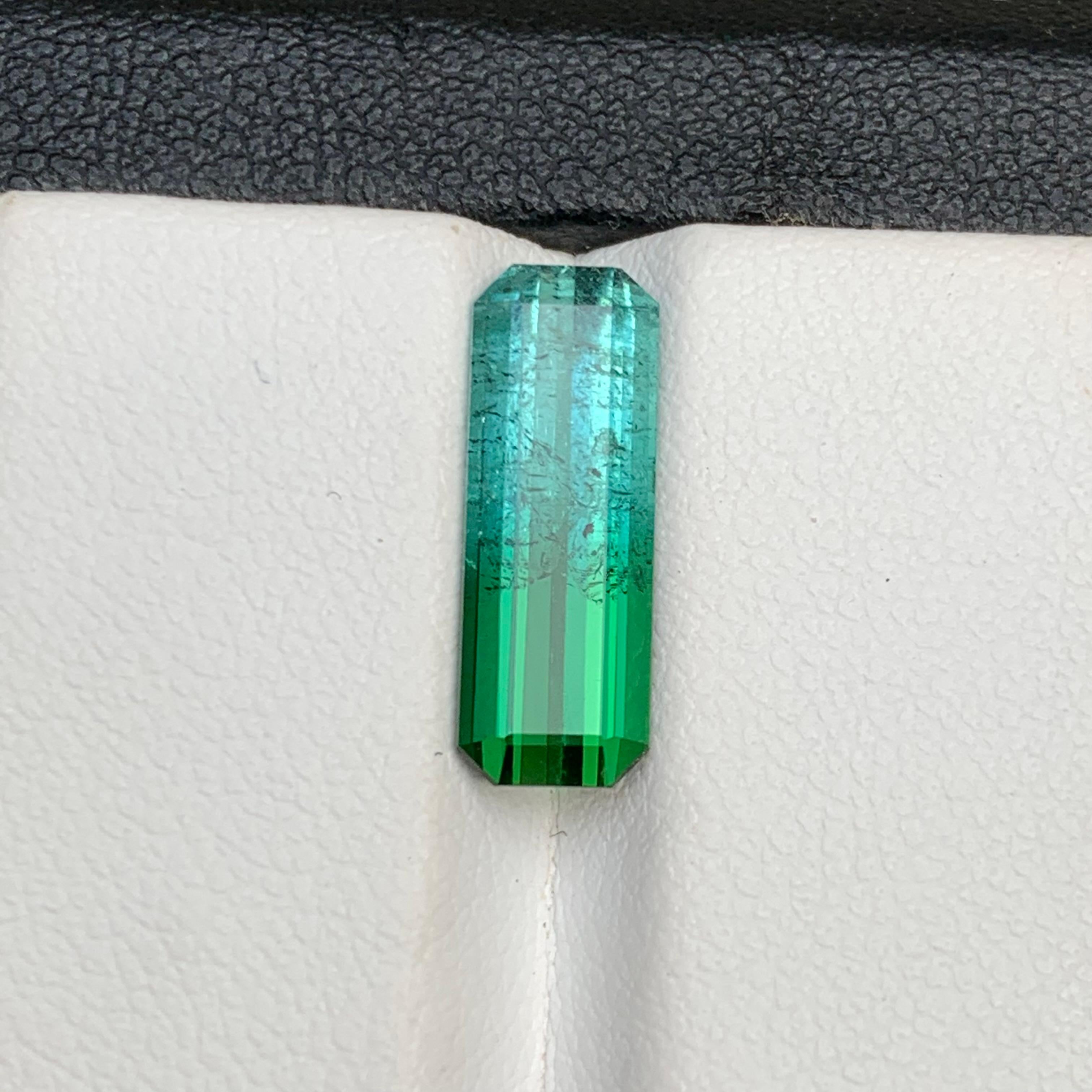 Vivid Blau & Grün Bicolor Natürlicher Turmalin Ring Edelstein 3.85 Ct Smaragd Schliff (Zeitgenössisch) im Angebot