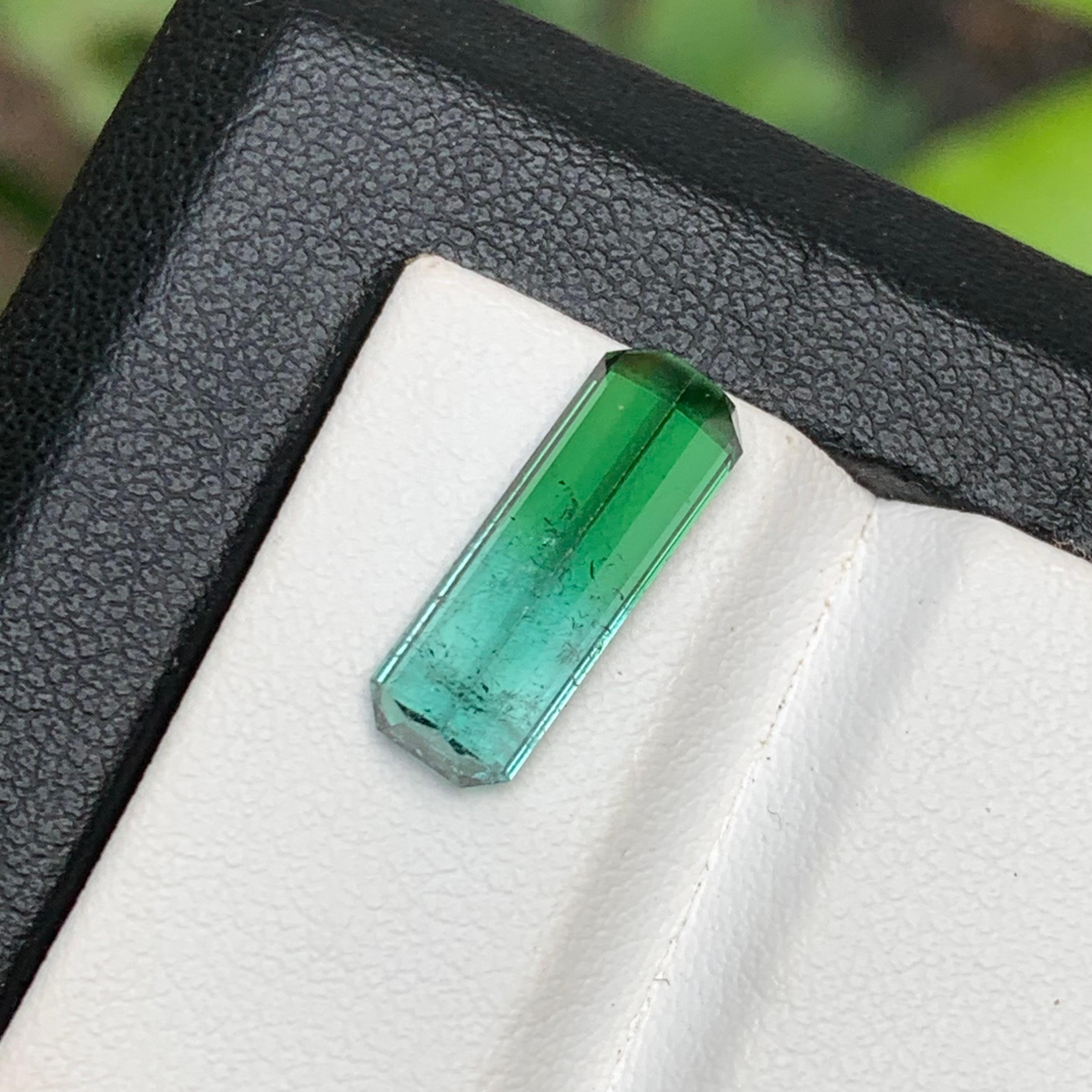 Vivid Blau & Grün Bicolor Natürlicher Turmalin Ring Edelstein 3.85 Ct Smaragd Schliff (Smaragdschliff) im Angebot