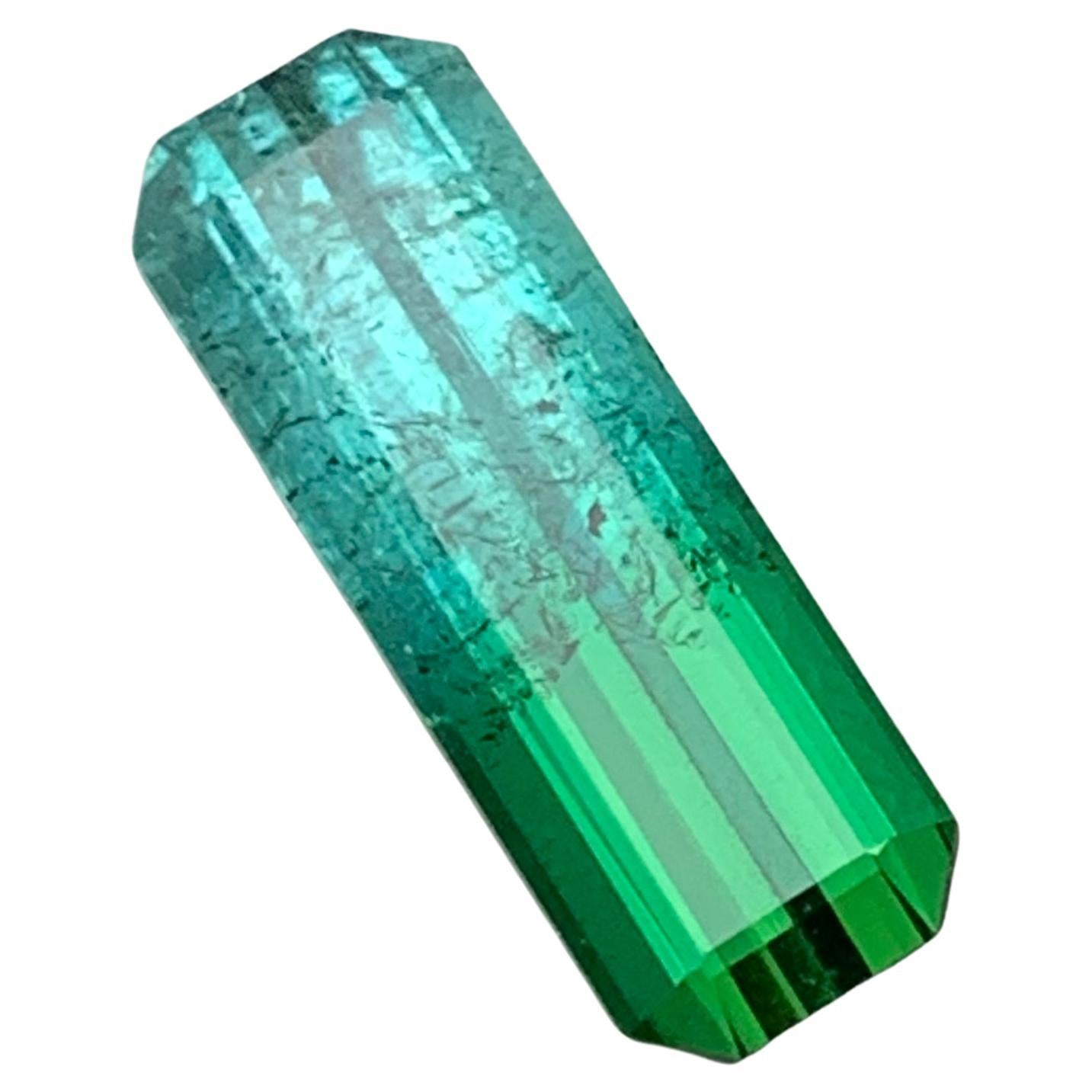 Vivid Blue & Green Bicolor Natural Tourmaline Ring Gemstone 3.85 Ct Emerald Cut