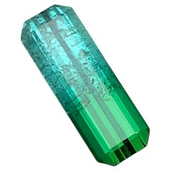Vivid Blue & Greene & Greene Natural Tourmaline Gemstone 3.85 Ct Emerald Cut