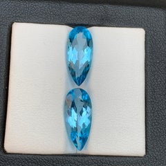 Vivid Blue Natürliche Schweizer Topas Lose Edelstein Paar für Ohrringe 8,90 Ct Birnenschliff