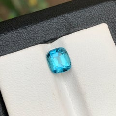 Vivid Blue Natural Tourmaline Ring Loose Gemstone 1.75 Ct Cushion Cut  Jewelry