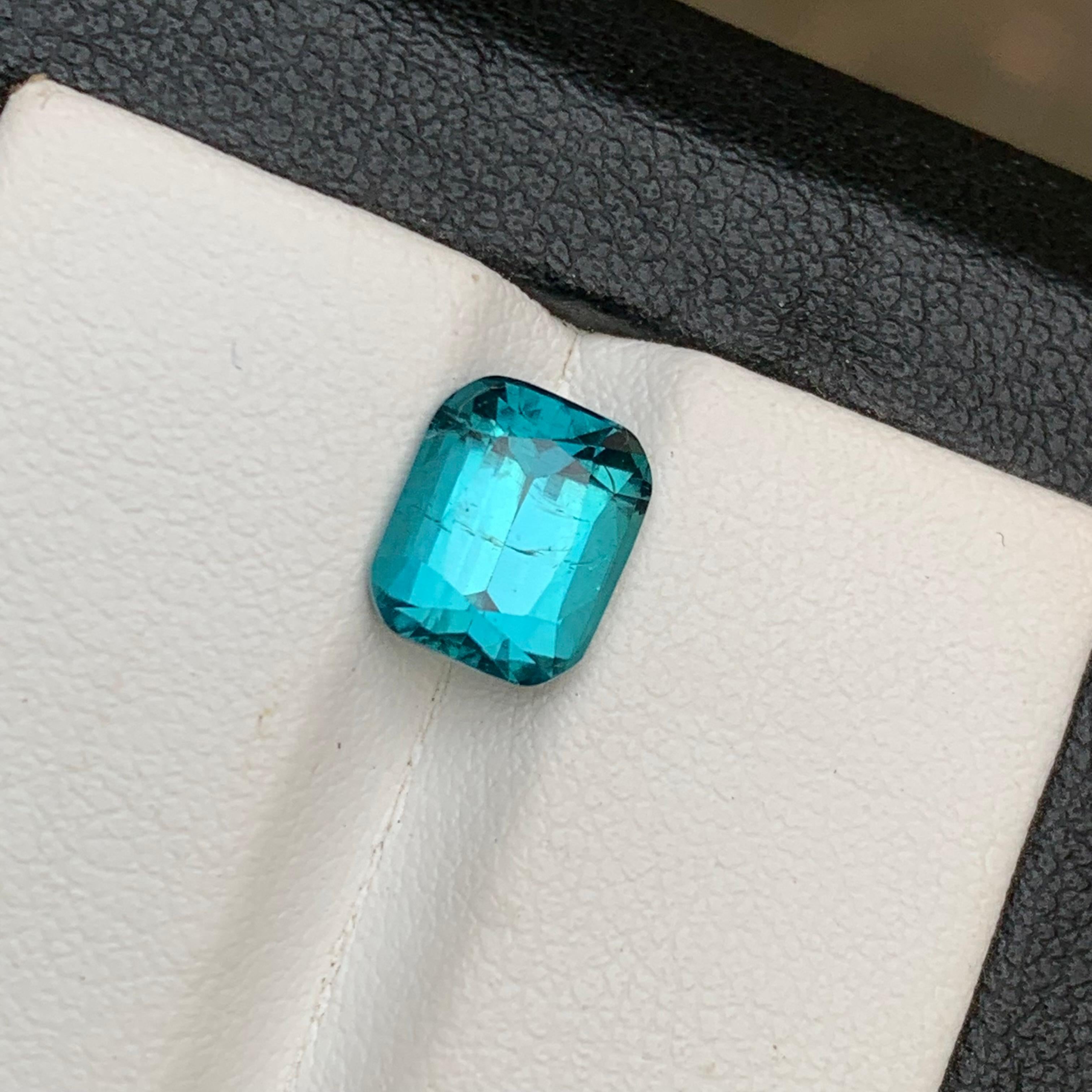 Vivid Blue Natural Tourmaline Ring Loose Gemstone 2.50 Ct Cushion Cut  Jewelry For Sale 8
