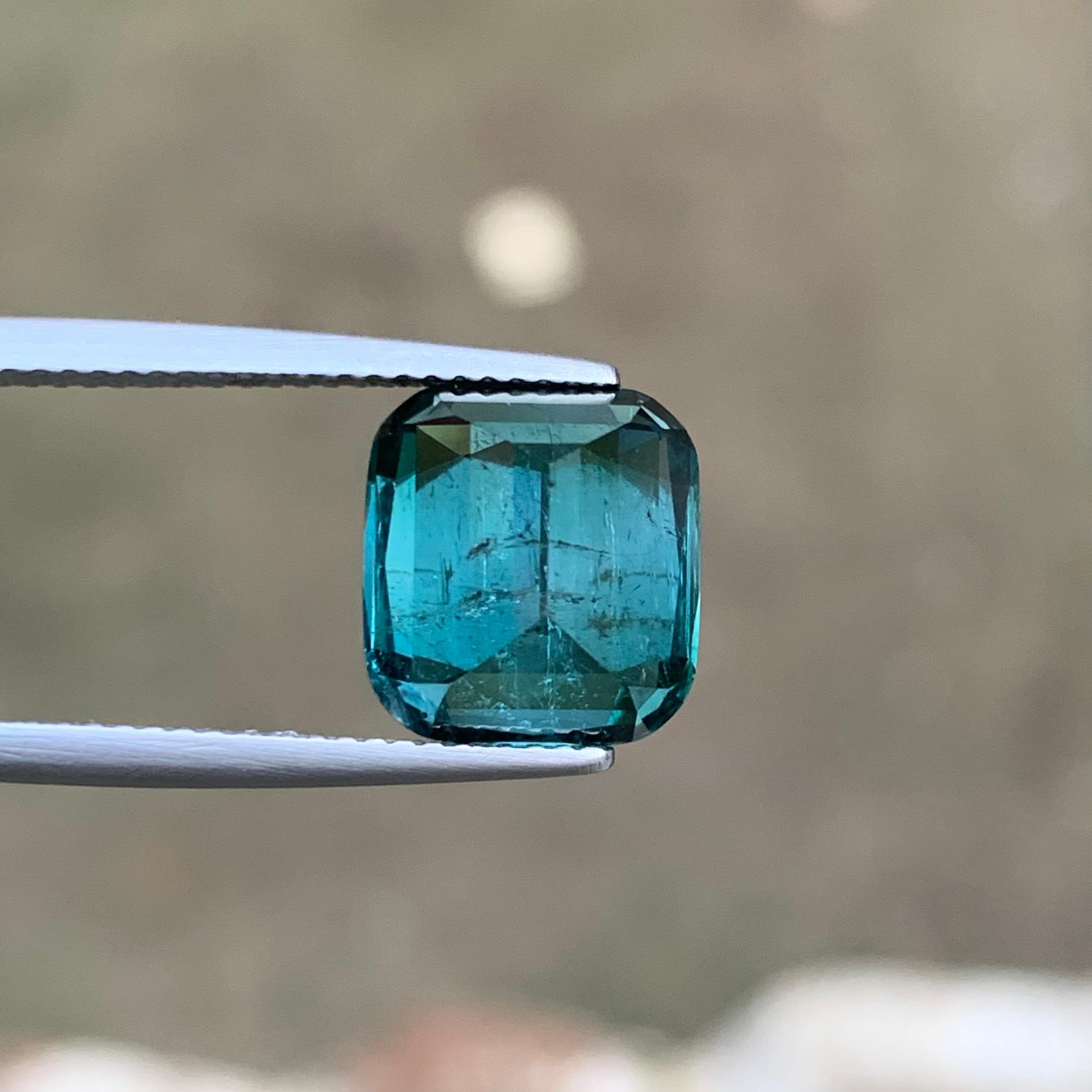 Vivid Blue Natural Tourmaline Ring, Pendant Loose Gemstone 6.75 Ct Cushion Cut Corte cojín en venta